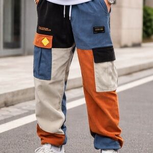 Aelfric Eden Patchwork Corduroy Pants – Y2K Streetwear Color Block Cargo Joggers